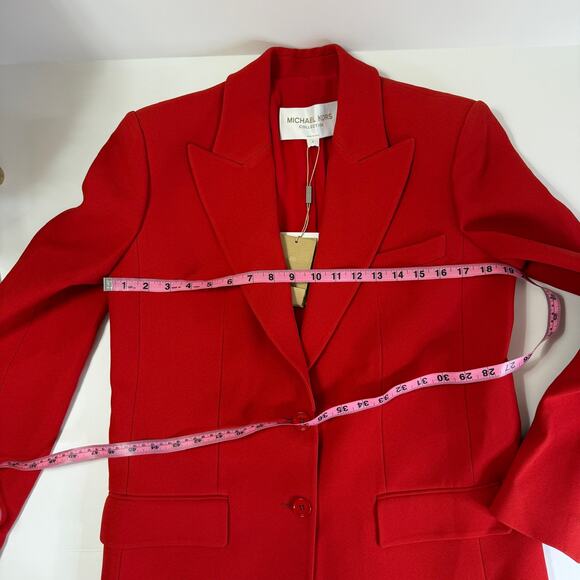 Michael Kors Collection Double Crepe Sablé Boyfriend Blazer in Poppy Red - Picture 12 of 14